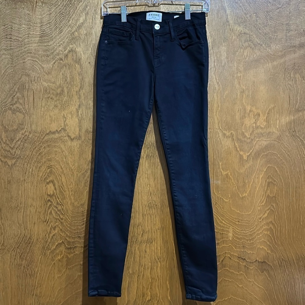 Frame Women's Skinny Jeans Size 26 Black Dark Wash Denim Slim Fit - EUC